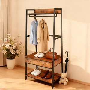 Entryway Tree with Coat Rack, Shoe Bench and Storage Design, Brown, Engineered Wood Entryway Tree with Coat Rack, Shoe Bench and Storage Design, Brown, Engineered Wood