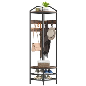 Corner Tree, 4 Tier Coat Rack with Shoe Storage Movable Hooks and Storage Shelves Freestanding Entryway Coat Rack Corner Tree, 4 Tier Coat Rack with Shoe Storage Movable Hooks and Storage Shelves Freestanding Entryway Coat Rack