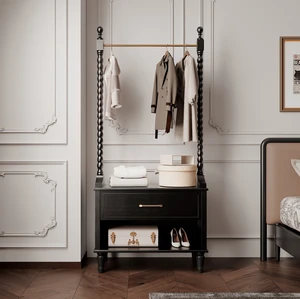 Clothes Rack, Solid Clothing Rack with 2 Drawers Coat Hanger Floor-Standing Garment for Hanging Shirts Jackets Coat Clothes Rack, Solid Clothing Rack with 2 Drawers Coat Hanger Floor-Standing Garment for Hanging Shirts Jackets Coat