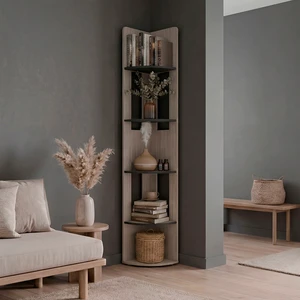 Positano and Corner Bookcase with Storage Shelving Display, Wenge, Particle Board, Display Shelving Etageres Positano and Corner Bookcase with Storage Shelving Display, Wenge, Particle Board, Display Shelving Etageres