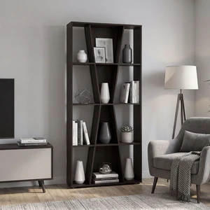 Camden 4 Tier Bookcase, Tall Freestanding Bookshelf with Open Display Shelves for Living, Wenge, Particle Board