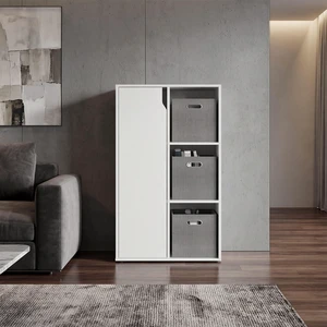Fairview Cube Bookcase with Storage Cabinets, Bookshelf with Open Shelves for Living, White, Particle Board, Display Fairview Cube Bookcase with Storage Cabinets, Bookshelf with Open Shelves for Living, White, Particle Board, Display