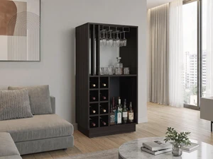 Ashford Bar Cabinet with Wine Storage, Liquor Cabinet with Stemware Rack and Bottle Storage for Bar, Wenge, Particle Ashford Bar Cabinet with Wine Storage, Liquor Cabinet with Stemware Rack and Bottle Storage for Bar, Wenge, Particle