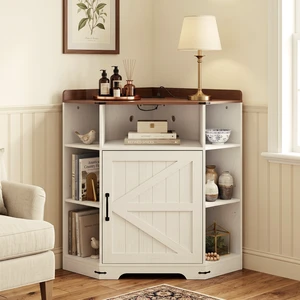 Corner Cabinet, Corner Storage Shelf with USB Ports and Outlets Organizer for Small Space Wooden Cubby Bookshelf Corner Cabinet, Corner Storage Shelf with USB Ports and Outlets Organizer for Small Space Wooden Cubby Bookshelf