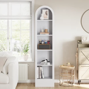 67 Inch Small Arched Bookcase, Mid Century 5 Tier Arched Storage Bookcase with Open Display Storage Shelf for Dining 67 Inch Small Arched Bookcase, Mid Century 5 Tier Arched Storage Bookcase with Open Display Storage Shelf for Dining