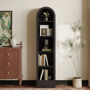 67 Inch Small Arched Bookcase, Mid Century 5 Tier Arched Storage Bookcase with Open Display Storage Shelf for Dining 67 Inch Small Arched Bookcase, Mid Century 5 Tier Arched Storage Bookcase with Open Display Storage Shelf for Dining