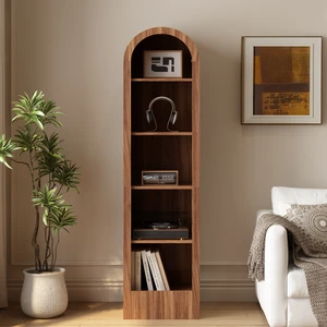 67 Inch Small Arched Bookcase, Mid Century 5 Tier Arched Storage Bookcase with Open Display Storage Shelf for Dining 67 Inch Small Arched Bookcase, Mid Century 5 Tier Arched Storage Bookcase with Open Display Storage Shelf for Dining