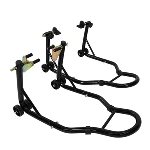Motorcycle Stand Sport Bike Front and Rear Wheel Lift Swingarm Paddock Stands, Black, ABS and Steel, Cargo Motorcycle Stand Sport Bike Front and Rear Wheel Lift Swingarm Paddock Stands, Black, ABS and Steel, Cargo