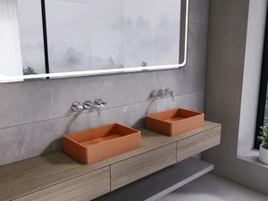 19.68 Inch Vessel Rectangular Brick Sink, Brick Red, Concrete, Sinks 19.68 Inch Vessel Rectangular Brick Sink, Brick Red, Concrete, Sinks
