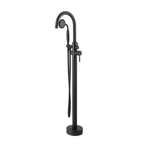 Freestanding Bathtub Faucet with Handheld Shower 40.12 Inch High Swan Neck Spout Solid for Clawfoot Tub, Matte Black Freestanding Bathtub Faucet with Handheld Shower 40.12 Inch High Swan Neck Spout Solid for Clawfoot Tub, Matte Black