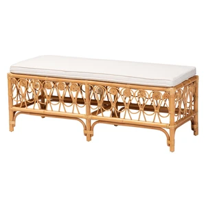 Bohemian Rattan Bench, White, Benches Stools Bohemian Rattan Bench, White, Benches Stools