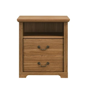 Nightstand 2 pc Open Top Shelf Metal Handle Walnut Finish Furniture, Engineered Wood and Particle Board Nightstand 2 pc Open Top Shelf Metal Handle Walnut Finish Furniture, Engineered Wood and Particle Board
