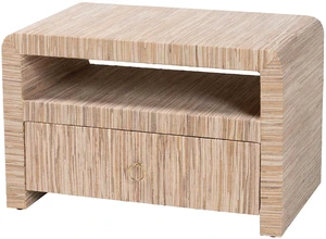 Bohemian Woven Grasscloth 1 Drawer Nightstand, Natural, MDF Bohemian Woven Grasscloth 1 Drawer Nightstand, Natural, MDF