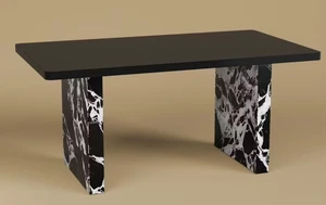 62.4 Inch Italian Dining Table Base and Design, Black, PVC and Wood 62.4 Inch Italian Dining Table Base and Design, Black, PVC and Wood