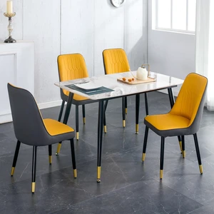 Table and Chair Set Patterned Sintered Tabletop with Black Metal Legs and Dual Color Backrest Cushion and Black Metal Table and Chair Set Patterned Sintered Tabletop with Black Metal Legs and Dual Color Backrest Cushion and Black Metal