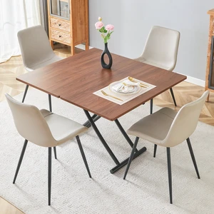 Table and Chair Set Multifunctional Lifting Platform, Wood Grain Sticker MDF Desktop Black Metal Legs Paired Table and Chair Set Multifunctional Lifting Platform, Wood Grain Sticker MDF Desktop Black Metal Legs Paired
