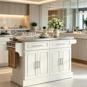 Multifunctional Cooking Prep Island, Spacious Kitchen Cart with Storage Drawers and Cabinet Portable Kitchen Island Multifunctional Cooking Prep Island, Spacious Kitchen Cart with Storage Drawers and Cabinet Portable Kitchen Island