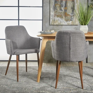 Mid Century Fabric Upholstered Dining Chairs Armchairs, Set, Light Grey, Seating for Dining Mid Century Fabric Upholstered Dining Chairs Armchairs, Set, Light Grey, Seating for Dining