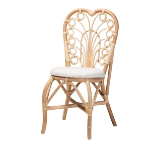 Bohemian Rattan Dining Chair, Brown White, Seating for Dining Bohemian Rattan Dining Chair, Brown White, Seating for Dining