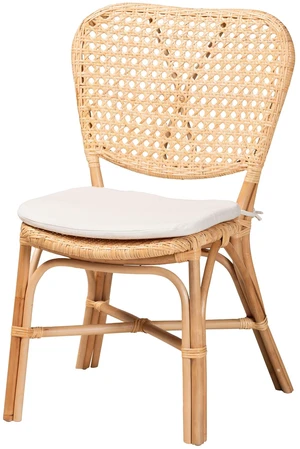 Bohemian Finished Rattan Dining Chair, Brown, Seating for Dining Bohemian Finished Rattan Dining Chair, Brown, Seating for Dining