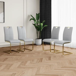 Dining Chairs with Faux Leather Padded Seat Dining Living Chairs Upholstered with Gold Metal Legs Design for Kitchen Dining Chairs with Faux Leather Padded Seat Dining Living Chairs Upholstered with Gold Metal Legs Design for Kitchen