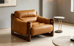 Oil Waxed Leather Lounge Chair Solid Wood Frame Deep Seat Accent Armchair, Caramel, Oil Waxed Leather and Rubber Wood Oil Waxed Leather Lounge Chair Solid Wood Frame Deep Seat Accent Armchair, Caramel, Oil Waxed Leather and Rubber Wood