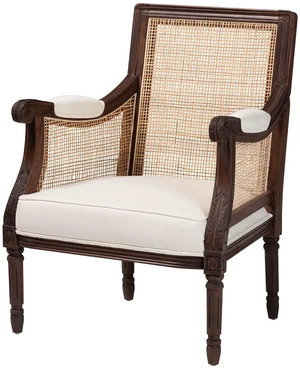 French Beige Fabric and Finished Accent Chair, Brown Beige, Wood, Chairs Accent Seating French Beige Fabric and Finished Accent Chair, Brown Beige, Wood, Chairs Accent Seating