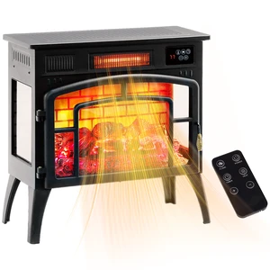 Electric Fireplace Stove, 22 Inch Freestanding Portable Infrared Fireplace Heater with Realistic Flame Effect Electric Fireplace Stove, 22 Inch Freestanding Portable Infrared Fireplace Heater with Realistic Flame Effect
