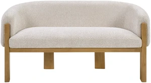 Boucle Loveseat, Curved Upholstered Settee Sofa with Solid Rubber Wood Legs 63.25 Inch Compact Accent Couch for Living Boucle Loveseat, Curved Upholstered Settee Sofa with Solid Rubber Wood Legs 63.25 Inch Compact Accent Couch for Living