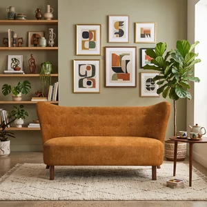 Chair Laid Back Loveseats 57.87 Inches Chenille Fabric Sofa Chair, Decorative Sofa Curved Backrest with Armrests Chair Laid Back Loveseats 57.87 Inches Chenille Fabric Sofa Chair, Decorative Sofa Curved Backrest with Armrests