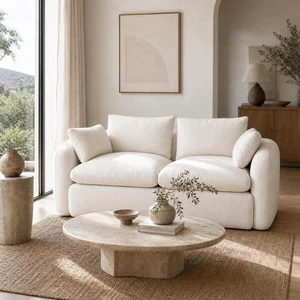 Seater Compressed Sofa with Full High Resilience Sponge, Chenille Upholstery Loveseat for and Use, Milk White, Foam Seater Compressed Sofa with Full High Resilience Sponge, Chenille Upholstery Loveseat for and Use, Milk White, Foam