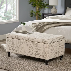 Storage Ottoman, Rectangular Ottoman Bench Upholstered Storage Bench Foot Rest for Living Entryway, Beige Reclaimed Storage Ottoman, Rectangular Ottoman Bench Upholstered Storage Bench Foot Rest for Living Entryway, Beige Reclaimed