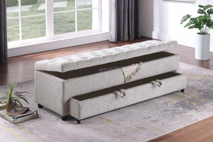 Living Furniture Ottoman Storage and Underseat Drawer Color 1 pc Ottoman Tufted Seat Boucle, Beige, Boucle, Fabric Living Furniture Ottoman Storage and Underseat Drawer Color 1 pc Ottoman Tufted Seat Boucle, Beige, Boucle, Fabric