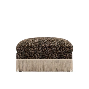Ottoman Leopard Chenille Brown, Black Brown Ottoman Leopard Chenille Brown, Black Brown