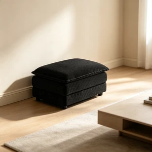 Corduroy Ottoman, Double Layer Cushion Foot Stool with Plastic Legs Functional Small Footrest for Living Entryway Shoe Corduroy Ottoman, Double Layer Cushion Foot Stool with Plastic Legs Functional Small Footrest for Living Entryway Shoe