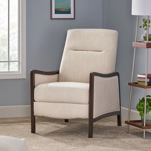 Fabric Recliner Chair Mid-Century Recliner Pushback Single Sofa with Thicker Seat Cushion Upholstered Sofa with Wooden Fabric Recliner Chair Mid-Century Recliner Pushback Single Sofa with Thicker Seat Cushion Upholstered Sofa with Wooden