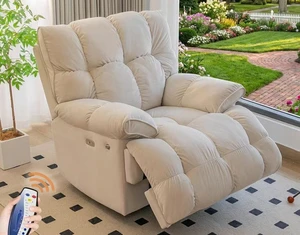 Manual Reclining Rocking Swiveling, Off White, Metal and Snowflake Velvet Fabric, Recliners Massage Chairs Manual Reclining Rocking Swiveling, Off White, Metal and Snowflake Velvet Fabric, Recliners Massage Chairs