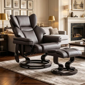Point Massage Recliner Armchair, Faux Leather Upholstery Swivel Design Wrapped Wood Base and Extendable Footrest Point Massage Recliner Armchair, Faux Leather Upholstery Swivel Design Wrapped Wood Base and Extendable Footrest