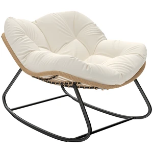 Papasan Rocking Chair, Wicker Indoor Outdoor Rocking Papasan Chair with Cushion Rattan Outdoor Rocker Egg for Living Papasan Rocking Chair, Wicker Indoor Outdoor Rocking Papasan Chair with Cushion Rattan Outdoor Rocker Egg for Living