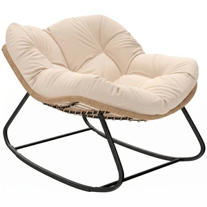 Papasan Rocking Chair, Wicker Indoor Outdoor Rocking Papasan Chair with Cushion Rattan Outdoor Rocker Egg for Living Papasan Rocking Chair, Wicker Indoor Outdoor Rocking Papasan Chair with Cushion Rattan Outdoor Rocker Egg for Living