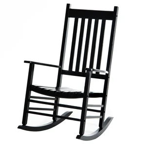 Outdoor Rocking Chair, Patio Wooden Rocking Chair with Smooth Armrests High Back for Garden Supports 353 LBS, Black Outdoor Rocking Chair, Patio Wooden Rocking Chair with Smooth Armrests High Back for Garden Supports 353 LBS, Black