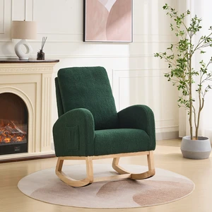 27 Inch Rocking Chair, Sherpa Glider Chair with High Back and Side Pocket Rocking Accent Armchair with Rubber Wood 27 Inch Rocking Chair, Sherpa Glider Chair with High Back and Side Pocket Rocking Accent Armchair with Rubber Wood