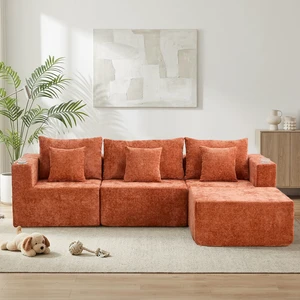 Chenille Modular l Shaped Sectional Sofa with Chaise, Couch with Cup Holders and Side Storage Pockets Cushion Sofa Chenille Modular l Shaped Sectional Sofa with Chaise, Couch with Cup Holders and Side Storage Pockets Cushion Sofa