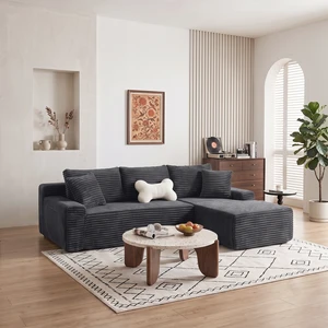 94.06 Inch Right Chaise l Shaped Cloud Sectional Sofa, Modular Corduroy Couch with Arm Storage Pockets Deep Seat 94.06 Inch Right Chaise l Shaped Cloud Sectional Sofa, Modular Corduroy Couch with Arm Storage Pockets Deep Seat