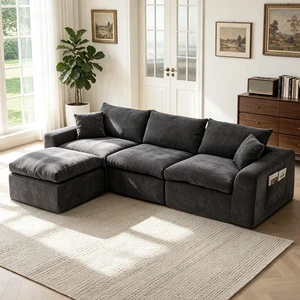 110 Inch Modular Sectional Sofa, l Shape Convertible Couch with Chaise Lounge Density Foam Upholstered Corner Sofa 110 Inch Modular Sectional Sofa, l Shape Convertible Couch with Chaise Lounge Density Foam Upholstered Corner Sofa