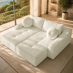76 Inch Twin Chaise Lounges, Skin Soft Corduroy Left and Right Combo for Living and Beyond for Living Corduroy, White 76 Inch Twin Chaise Lounges, Skin Soft Corduroy Left and Right Combo for Living and Beyond for Living Corduroy, White