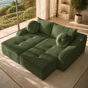 76 Inch Twin Chaise Lounges, Skin Soft Corduroy Left and Right Combo for Living and Beyond for Living Corduroy, Green 76 Inch Twin Chaise Lounges, Skin Soft Corduroy Left and Right Combo for Living and Beyond for Living Corduroy, Green