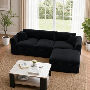 Compressed Modular Sectional Sofa, Tool Assembly Freely Combinable Frame Couch Chenille High Density Foam Without Compressed Modular Sectional Sofa, Tool Assembly Freely Combinable Frame Couch Chenille High Density Foam Without