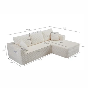 100.39 Inch Cloud Sectional Couch with Shape Chaise, Modular Sofa Wit Deep Seat Assembly Required Compressed Packaging 100.39 Inch Cloud Sectional Couch with Shape Chaise, Modular Sofa Wit Deep Seat Assembly Required Compressed Packaging