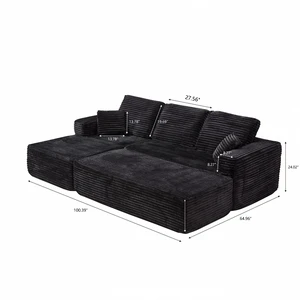 100.39 Inch Modular Sectional Sofa with Long Shape Chaise Modular Sofa Wite Deep Seat Combination, Assembly Required 100.39 Inch Modular Sectional Sofa with Long Shape Chaise Modular Sofa Wite Deep Seat Combination, Assembly Required